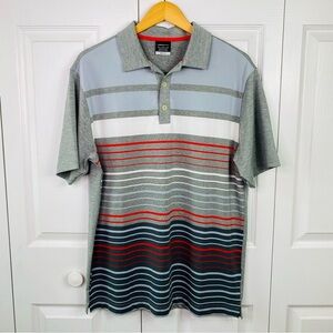 Nike Mens Polo Short Sleeve Shirt Stripe Gray Red White 432238-063 Size M